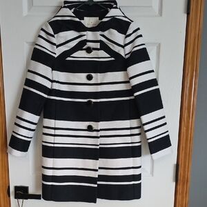Kate Spade Black and White Striped Coat